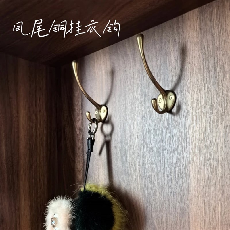 速发黄铜风衣钩挂钩入户玄关门后排钩吸盘壁挂式高端挂衣架一排式