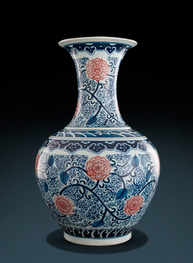 速发景德青厅瓷手绘仿古镇花瓷落地大花瓶摆件客陶电视柜装饰瓷瓶