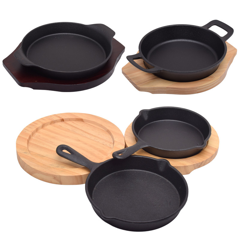 速发圆形双耳铸烤锅商用意式焗饭锅铁板烧电迷你单柄平底铁肉锅盘