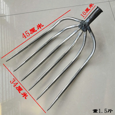 速发四股叉农用空心草叉子铁叉钢叉清垃圾叉废料叉粗齿大号农具四