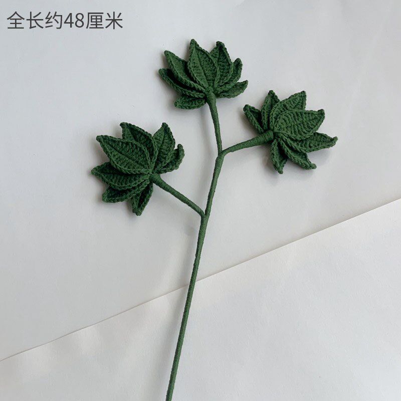 速发成品毛线钩织四季叶蕨叶尤加利叶枫叶小盼草搭花束七夕情人节
