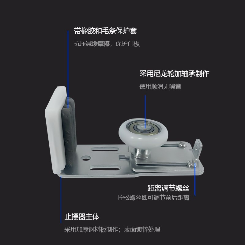 速发感应自动门止摆器感应门固定器U型通用限位有框木门可调地轮