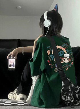 速发大欧版货美式复古高街纯棉t恤码大宽松bf半袖上衣