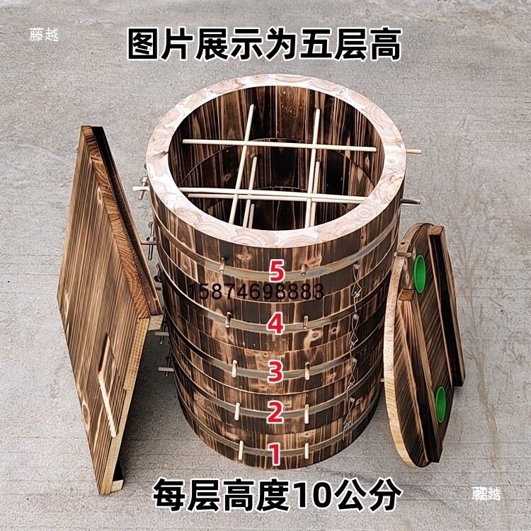 养蜂蜜蜂蜂桶箱蜂箱透明格子杉木土圆桶蜂箱蜂箱格子土养箱圆圆桶