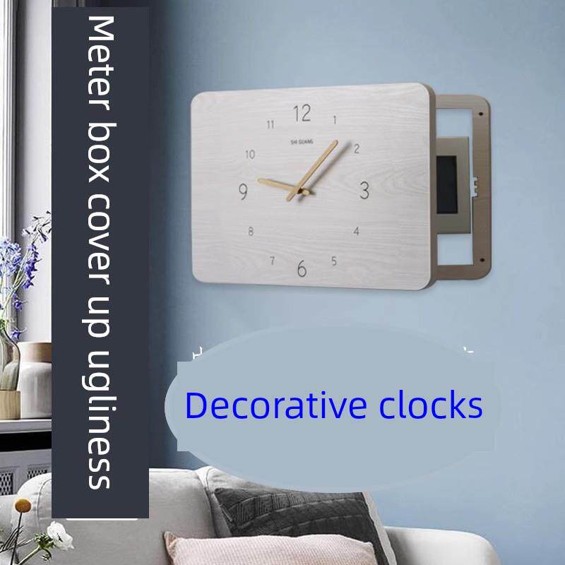 木制加厚强电表箱盖丑钟装饰画电门配电箱墙钟挡钟不打孔