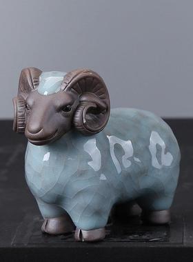 陶瓷生肖羊摆件招财三羊开泰小羊家居可爱装饰品客厅电视柜摆设