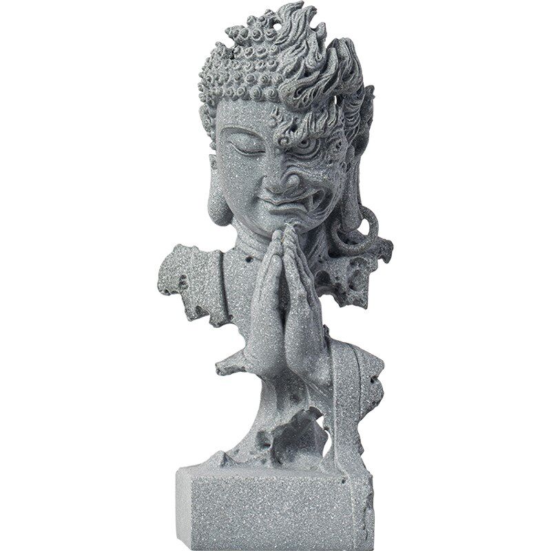 禅意佛魔一念之间茶宠摆件鱼缸造景微景观释迦牟尼佛像桌面装饰品