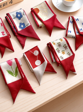 小丝巾气质温柔红色系列女春夏细窄飘带发带扎发绑包包装饰长条领