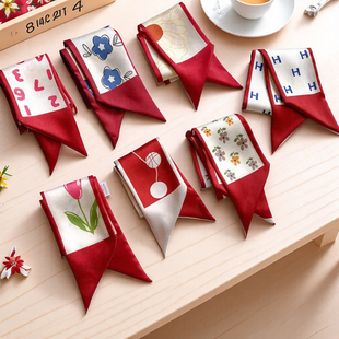 小丝巾气质温柔红色系列女春夏细窄飘带发带扎发绑包包装饰长条领