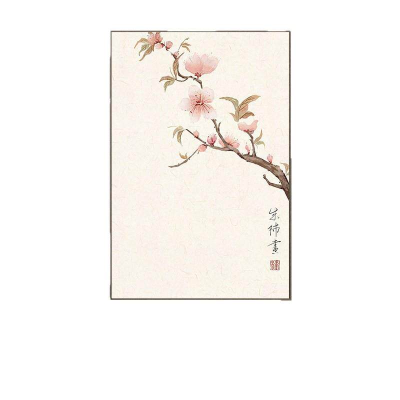 朱柿新中式入户玄关装饰画餐厅挂画简约植物花卉竖版壁画柜上摆画