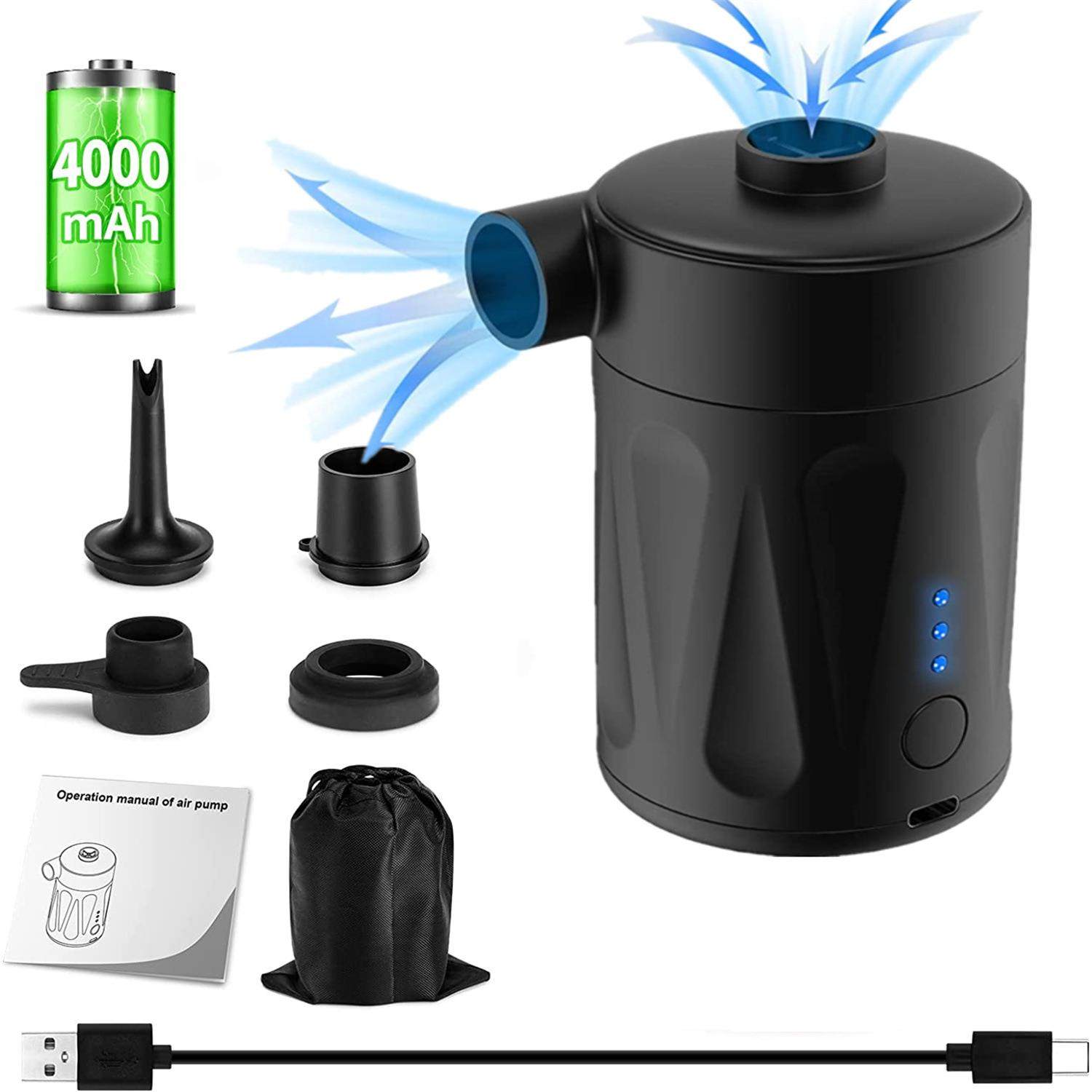 便携式蓄电泵户外无线游泳池充气船充气床真空压缩袋抽放气充气泵