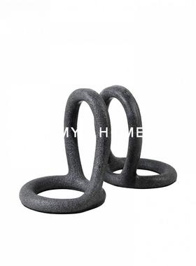 现代极简砂岩环形书挡书靠创意装饰品客厅书房办公室桌面艺术摆件