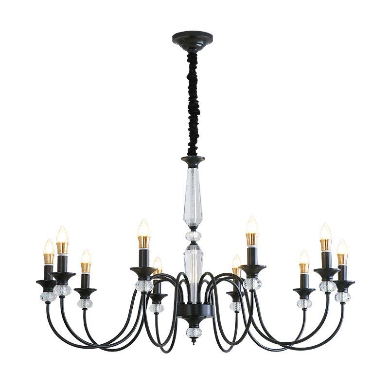 法式中古美式复水晶灯床头客壁背景墙古厅简32欧南洋风卧室蜡烛吊