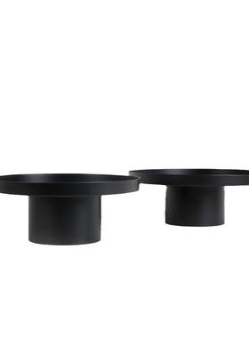 简约现代黑色金属高脚果盘摆件售楼处样板间家居桌面收纳果盆摆设