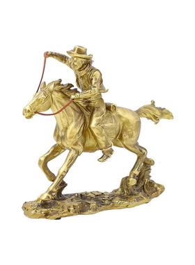 欧式轻奢一马平川树脂骑马人装饰工艺品客厅餐厅酒柜样板房摆件