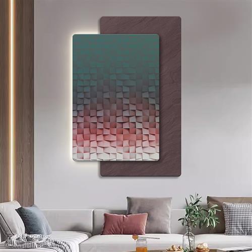 现代轻奢客餐厅装饰画高级感立体几何玄关过道挂画餐厅发光壁灯画图片