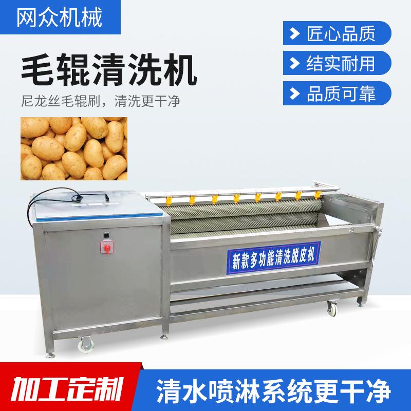 毛辊清洗机商用莲藕红薯土豆清洗去皮机预制菜山药芋头去皮清洗