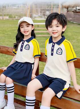 女装小学生班服套装幼儿园夏装短袖学院风毕业照英伦园服春秋校服