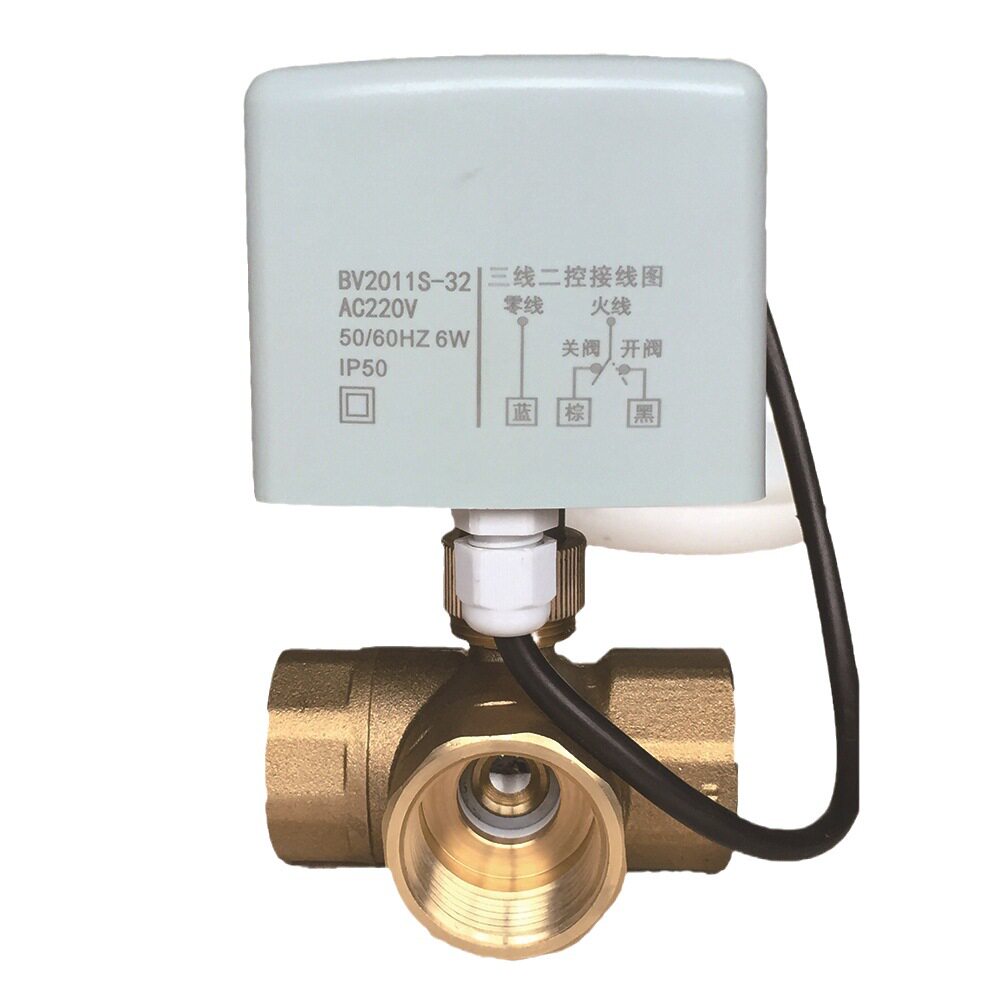 大扭力24V220V二通三通电动球阀dn50内螺纹开关球阀电动铜球阀