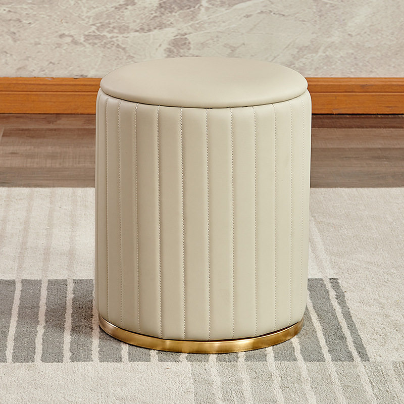现代简约茶台矮凳客厅家用换鞋皮凳子卧室轻奢梳妆凳小圆凳沙发凳