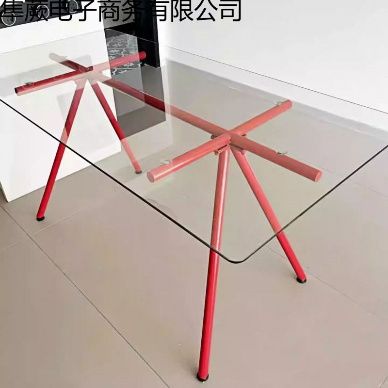 现代简约钢化玻璃餐桌意式透明设计师创意工作台书桌长方形电脑桌