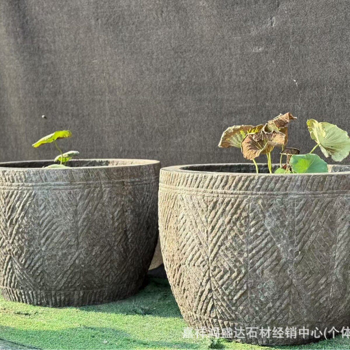 庭院花园手工石雕青石鱼缸摆件