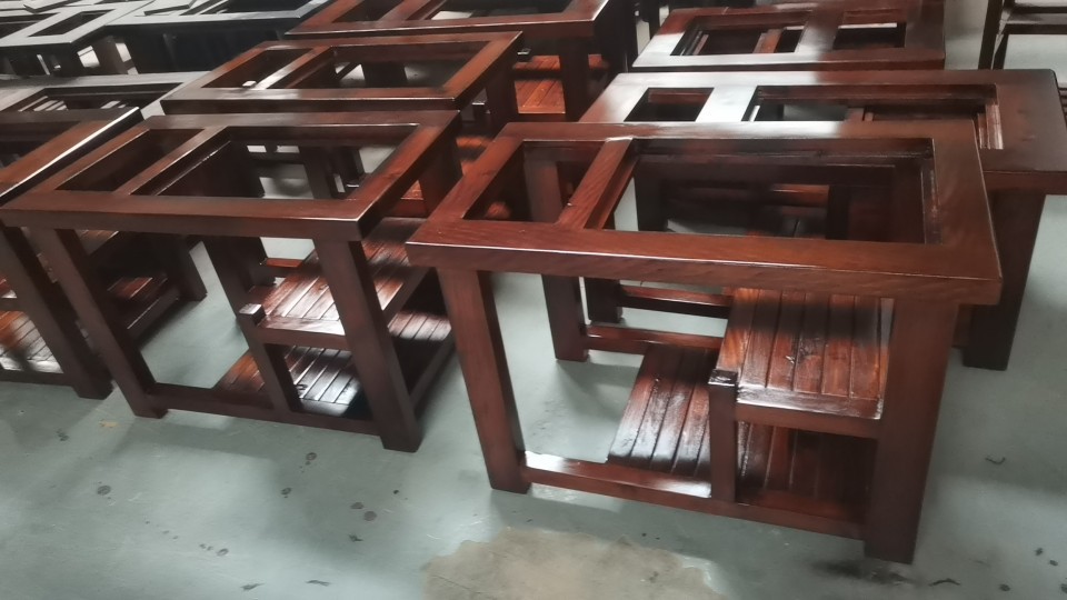 实木大板桌配套茶水柜简易小茶台泡茶桌子烧水奥坎茶几巴花胡桃木