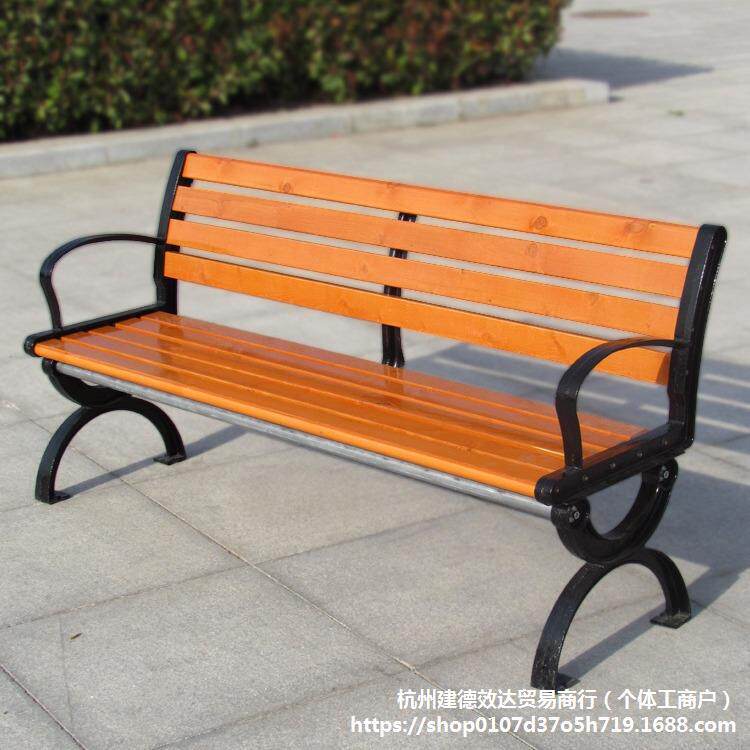 公园椅户外长椅庭院靠背休闲座椅防腐木实木塑木长条坐凳子铸铁艺