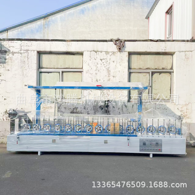 鸿腾空心竹炭纤维板包覆机 线条格栅板墙板覆膜 可出口滚胶包覆机