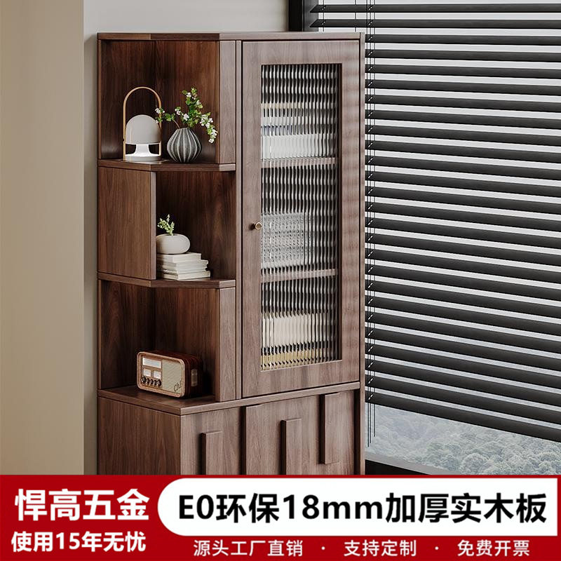 中古风实木飘窗收纳柜