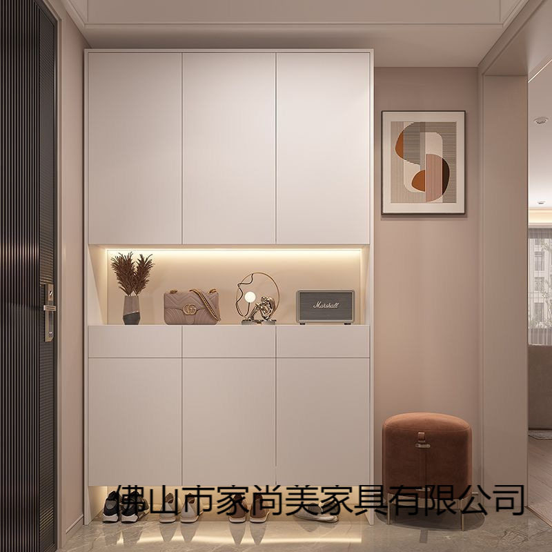 入户门口鞋柜家用现代简约加高进门鞋柜一体靠墙收纳柜储物柜 htt