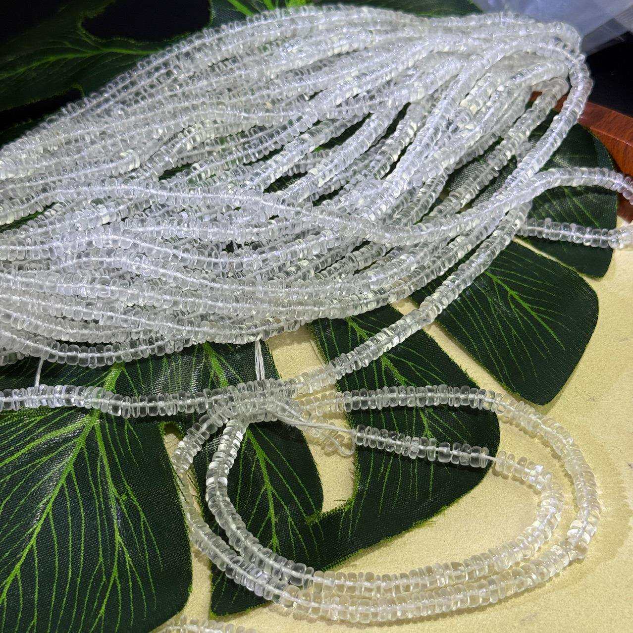 印度货~纯天然白水晶光面车轮珠约4.6*2mm散珠半成品天然石