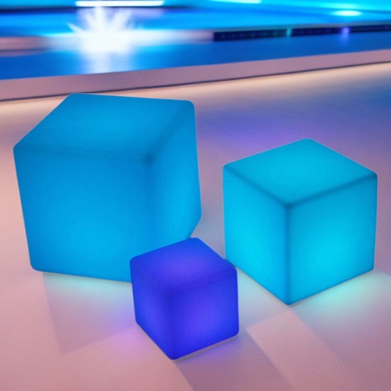 LED七彩发光立方体桌凳户外庭院