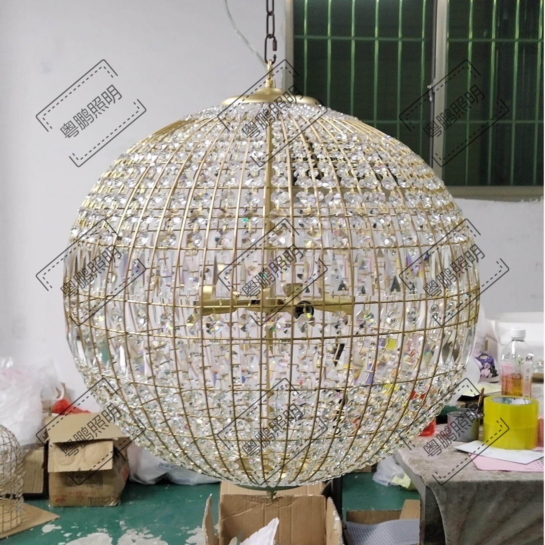 美式客厅复古圆球金色大气法式复式楼梯卧室房间入户花园水晶吊灯