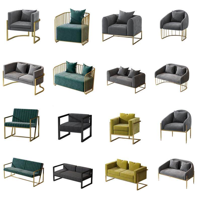 北欧小户型接待沙发客厅服装店单人沙发网红布艺卧室双人沙发