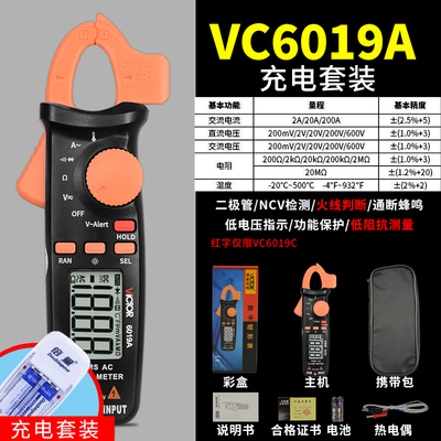 胜利数字钳形表高精度交直流钳型电流表VC6019A数显万用表VC6019C