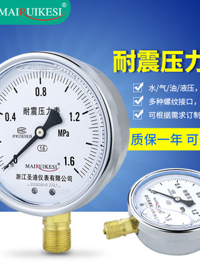 耐震压力表YN100 抗震油压水压液压气压1.6mpa 40mpa真空负压表
