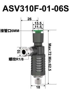 ASV310F-01-08S快速排气节流阀ASV310F/ASV510F/-02/0304-061012S