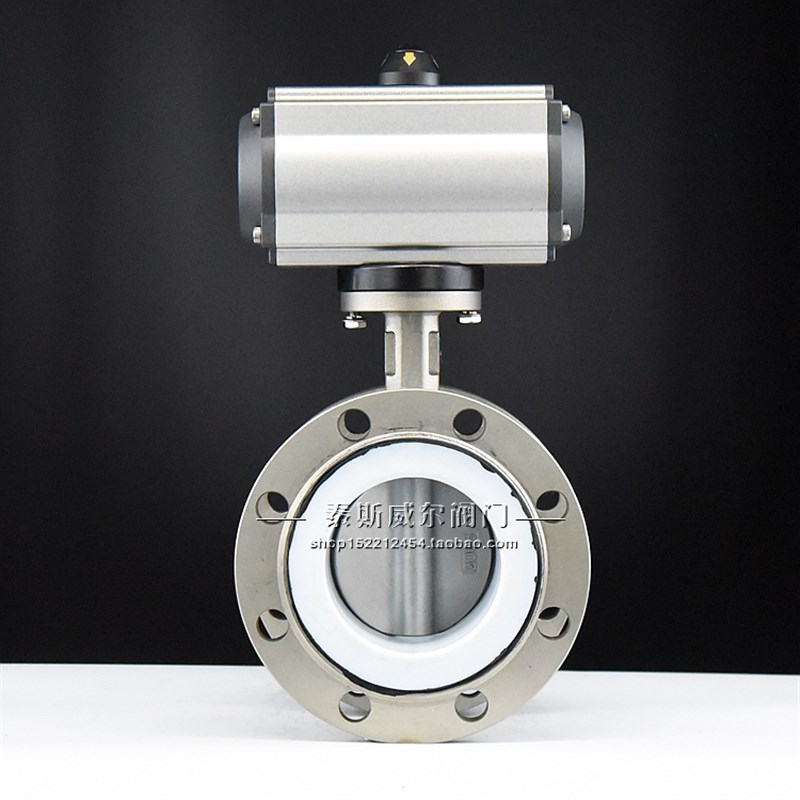 AT气动法兰式不锈钢四氟蝶阀 D641F-16PB3 DN80 100 125 150 200