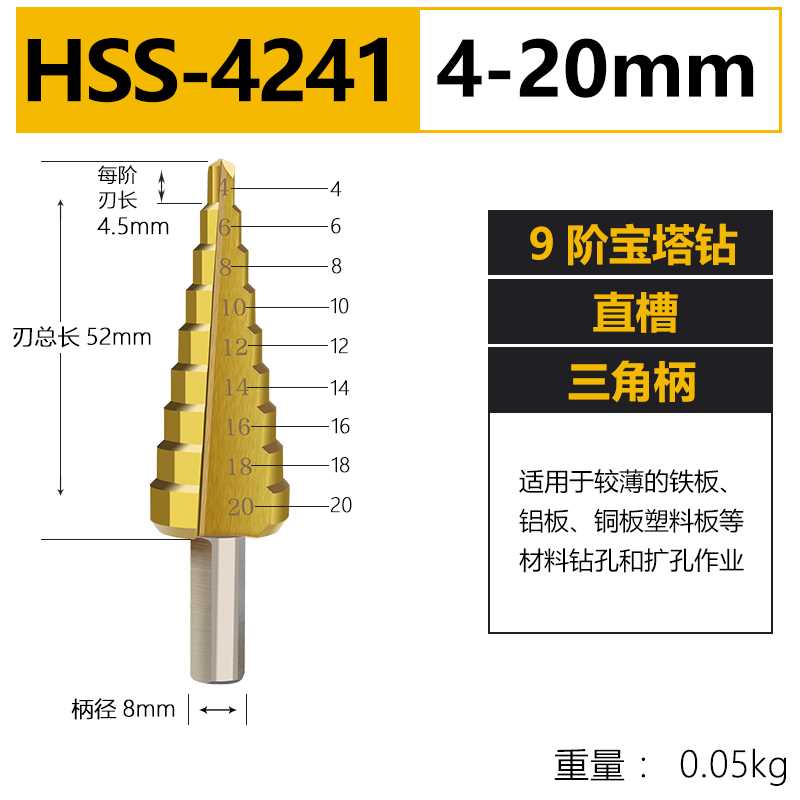 宝塔钻头大全高硬度钨钢打孔不锈钢专用扩孔开孔器金属扩孔钻阶梯