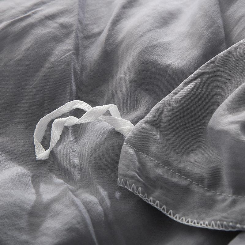 简约日式纯色床包四件套裸睡北欧水洗棉双人被套床笠床单