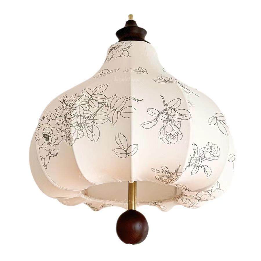 法式中古风餐厅布艺吊灯复古花纹实木茶室吧台灯卧室衣帽间栗子灯,家装灯饰光源,智能吊灯,淘宝优惠券,粉丝福利购,淘宝优惠卷