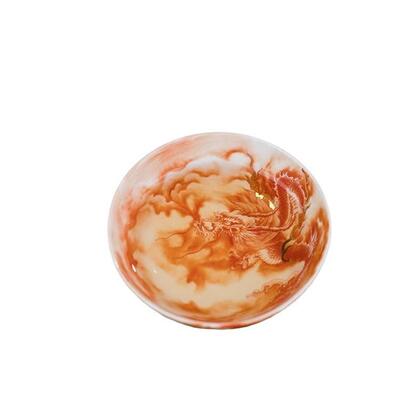 景德镇矾红穿云龙普洱杯陶瓷手工仿古单杯个人专用主人杯高档茶杯