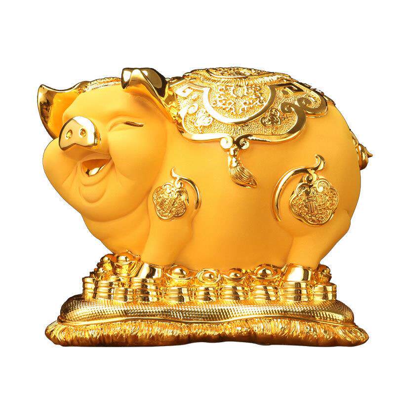 金猪存钱罐摆件特大号树脂工艺品猪年商务礼品客厅电视柜装饰摆设