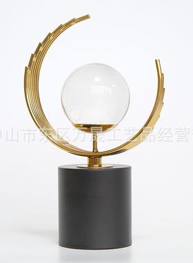 地球仪桌面摆件办公室高级感老板台创意会议室金属水晶球装饰品