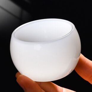 功夫杯泡茶玉瓷主人杯茶杯玉杯茶具酒杯白家用个人杯单杯主人玉杯