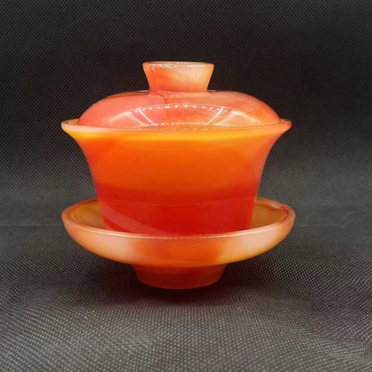 红玛瑙玉石盖碗茶杯泡茶配件茶漏