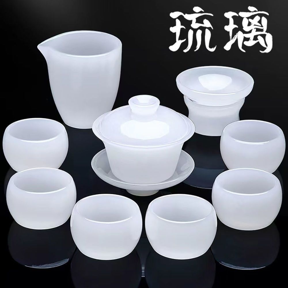 水墨琉璃玉功夫茶具泡茶盖碗中式
