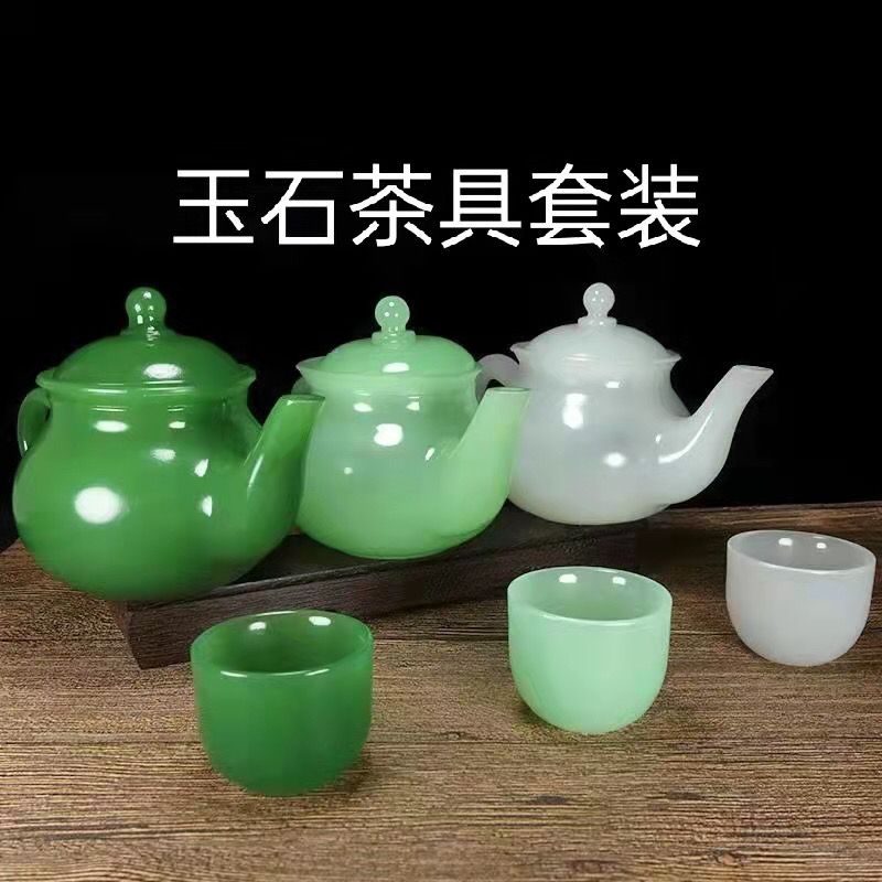 白玉色玉石茶壶泡杯单个高端