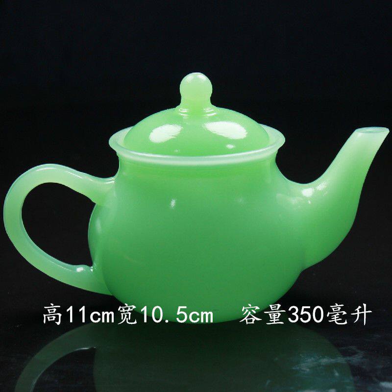 家用茶壶茶碗浅绿色琉璃青玉高档
